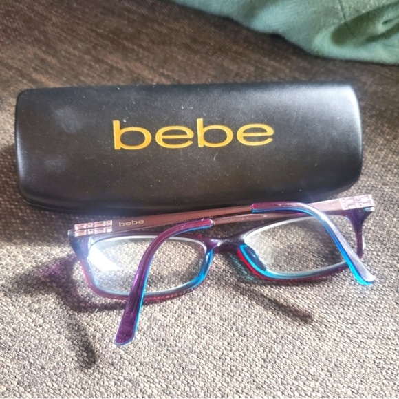 Bebe purple crystal frames with rhinestone accents, comes with case, BB5044 - Picture 2 of 9